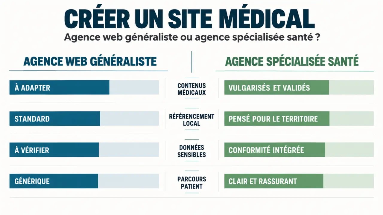 Agence de création de site santé : comparaison entre agence web généraliste et agence spécialisée